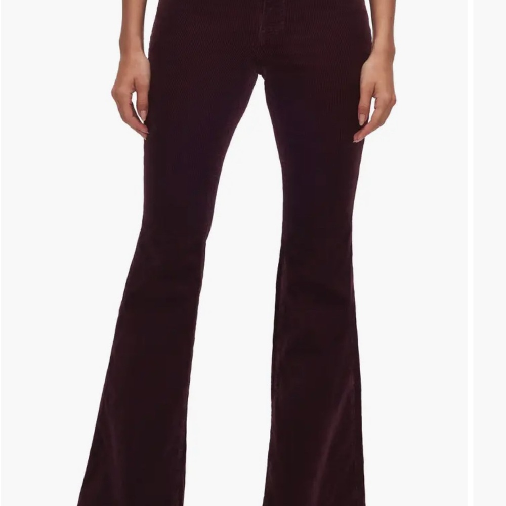 Good American Flared Corduroy Pants in Dark Burgundy